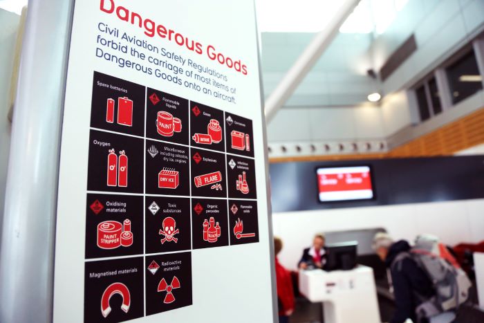 image of dangerous goods sign at airport